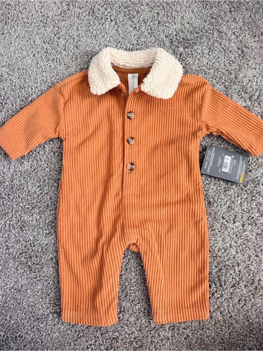 Modern Moments- Corduroy Sherpa Collar One-Piece Romper
